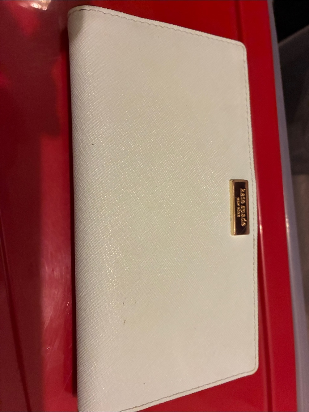 Light Blue Saffiano Long Wallet with Gold Plate - Picture 3 of 9